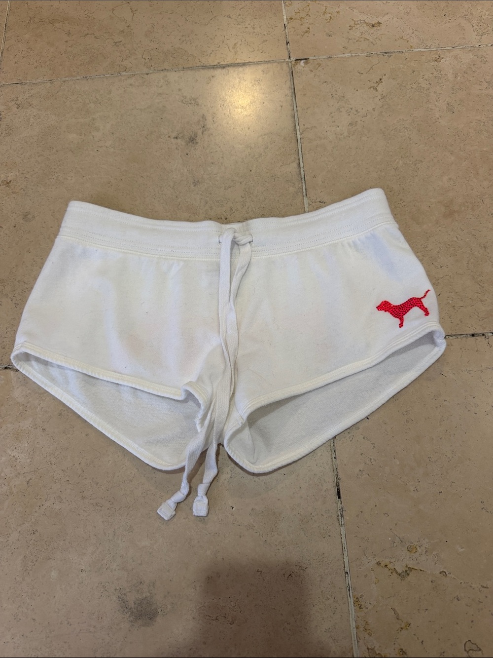 Y2K PINK Victoria's Secret White Athletic Drawstring Shorts with Pink Logo